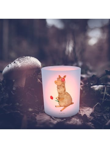 Mr. & Mrs. Panda Glas Windlicht Alpaka Blume ohne Spruch in Transparent