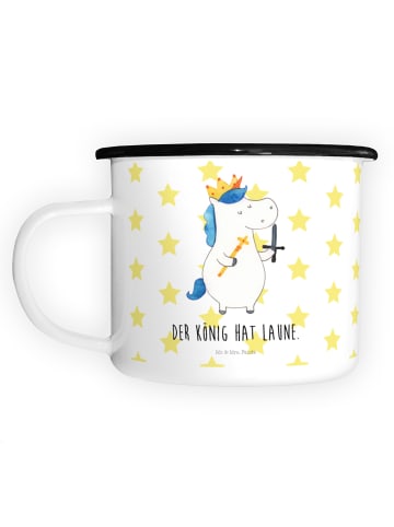 Mr. & Mrs. Panda Emaille Tasse Einhorn König mit Schwert mit Spruch in Weiß