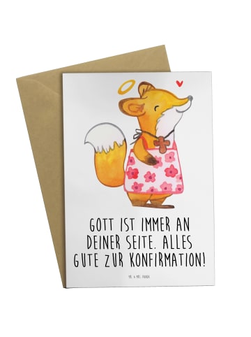 Mr. & Mrs. Panda Beileidskarte Fuchs Konfirmation  mit Sp... in Weiß