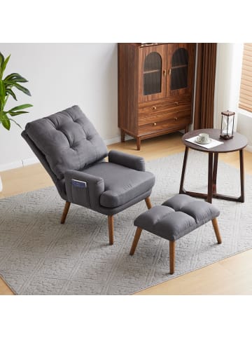 ABRIHOME Loungesessel mit Fußstütze in Grau, Rückenlehne 5-stufig verstellbar