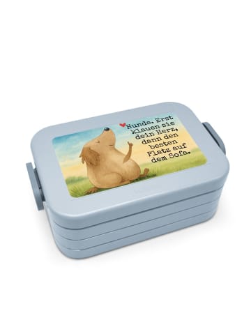 Mr. & Mrs. Panda Lunchbox Hund Liebe Design mit Spruch in Blau Pastell