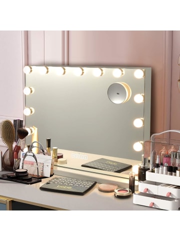 COSTWAY Kosmetikspiegel mit 15 LEDs in Weiß
