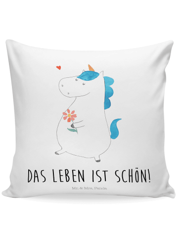 Mr. & Mrs. Panda 40x40 Kissen Einhorn Spaziergang mit Spruch in Weiß