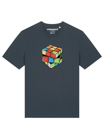 wat? Apparel T-Shirt Pixel Zauberwürfel in India Ink Grey