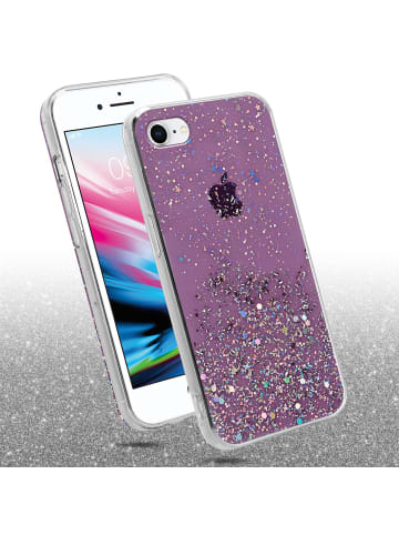 cadorabo Hülle für Apple iPhone 7 / 7S / 8 / SE 2020 Glitter in Lila mit Glitter