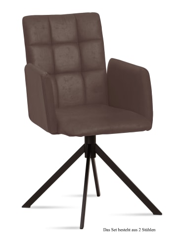 58 aufm Kessel ARMLEHNSTUHL (2er-Set) Drusi 52x91x60 Schwarz/Braun