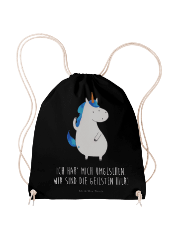 Mr. & Mrs. Panda Sportbeutel Einhorn Mann mit Spruch in Schwarz