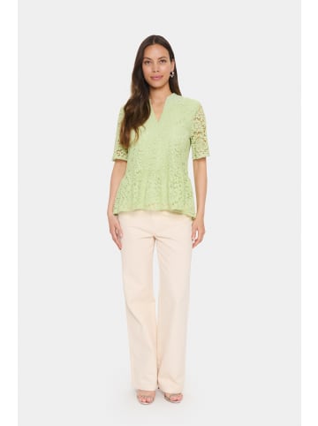 SAINT TROPEZ Kurzarm-Bluse ZannaSZ Gerade Passform in Smoke Green