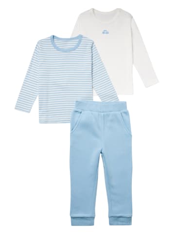 Stellou & friends Jersey-Set 3tlg., 2 Langarmshirts und Hose in hellblau