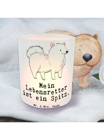 Mr. & Mrs. Panda Glas Windlicht Spitz Lebensretter mit Spruch in Transparent