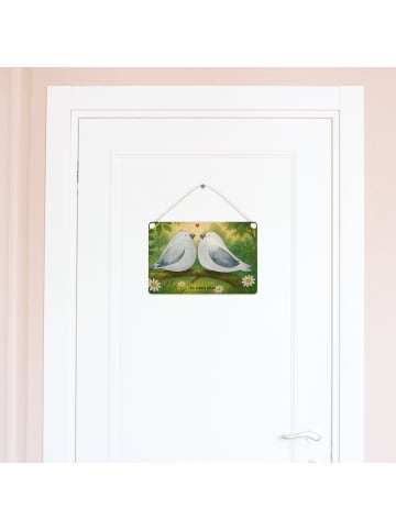 Mr. & Mrs. Panda Schild Turteltauben Liebe Design ohne Spruch in Weiß