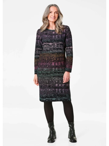 GOLDNER Kurzgröße:  Jacquardkleid Baumwoll-Strickkleid, Rundhals in bunt