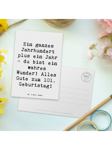Mr. & Mrs. Panda Postkarte Spruch 101 Geburtstag mit Spruch in Weiß