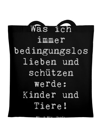 Mr. & Mrs. Panda Tote Bag Spruch Schutz für Kinder mit Spruch in Schwarz
