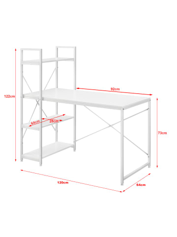 en.casa Schreibtisch Stavanger in Weiß (H)122cm (B)120cm (T)64cm