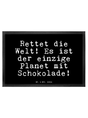Mr. & Mrs. Panda Fußmatte Rettet die Welt! Es... mit Spruch in Schwarz