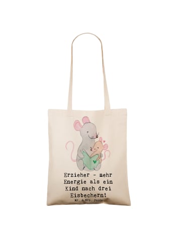 Mr. & Mrs. Panda Tasche Erzieher Energie mit Spruch in Creme