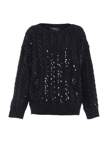 faina Damen Strickpullover Mit Pailletten in SCHWARZ