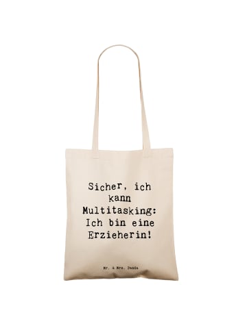 Mr. & Mrs. Panda Baumwolltasche Spruch Erzieherin Multitasking m... in Creme