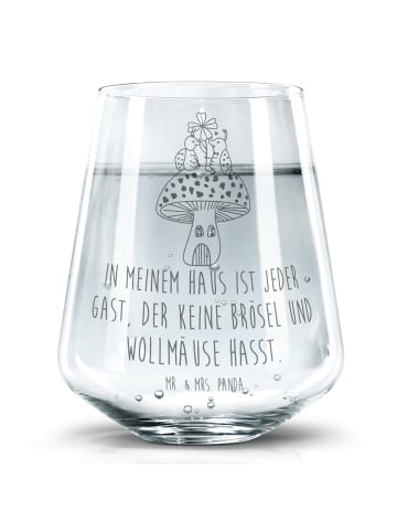 Mr. & Mrs. Panda Trinkglas Marienkäfer Fliegenpilz mit Spruch in Transparent