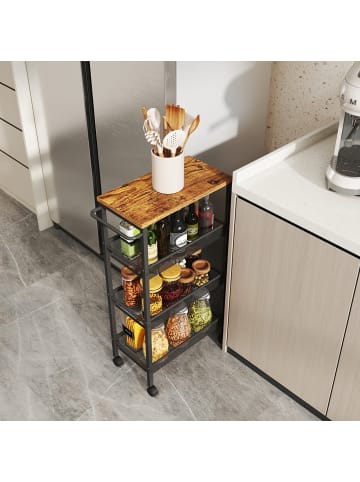 VASAGLE Rollwagen Dacey in Braun-Schwarz - (B)45.4 x (H)77 x (T)22 cm
