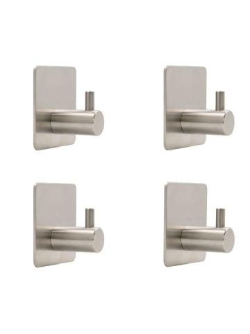 Intirilife 4x Handtuchhalter Handtuchhaken selbstklebend in Silber