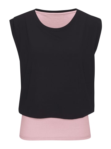 LASCANA ACTIVE 2-in-1-Shirt in schwarz-rosa