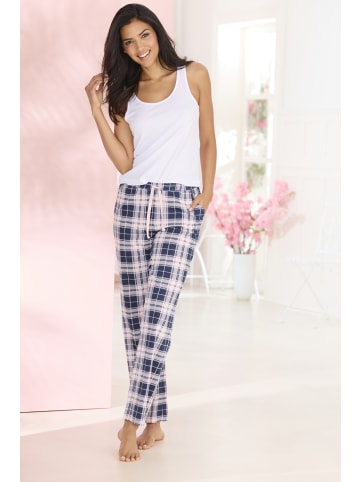 VIVANCE DREAMS Pyjamahose in rosa-navy-kariert