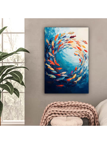 MuchoWow Leinwand Bilder Hellblau