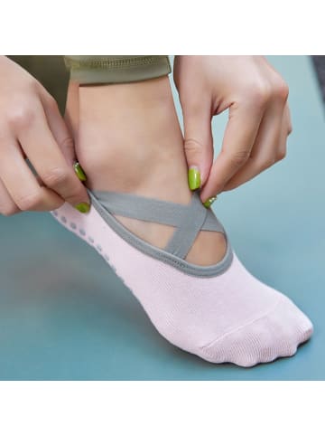 MUNADUNA Yoga-Socken mit Kreuzriemen in Rosa