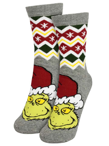 The Grinch Socken XMAS Sneaker Strümpfe in grau