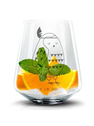 Mr. & Mrs. Panda Blümchentailglas Eule Federschmuck ohne Spruch in Transparent