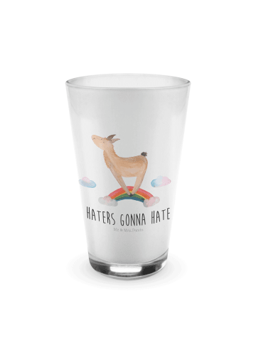 Mr. & Mrs. Panda Blümchentailglas Lama Regenbogen mit Spruch in Transparent