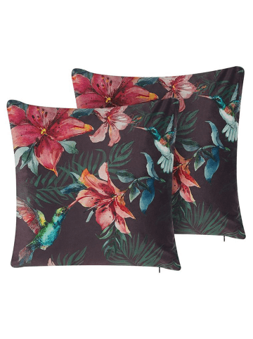 Beliani 2er-Set Dekokissen DICHONDRA in Bunt/Blau/Grün