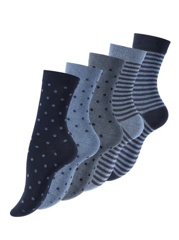 Vincent Creation® Damensocken "Dot´s and Stripes" 10 Paar in Jeans blau