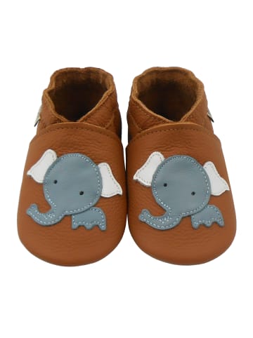 Yalion Baby Leder-Krabbelschuhe "Elefant" in Braun