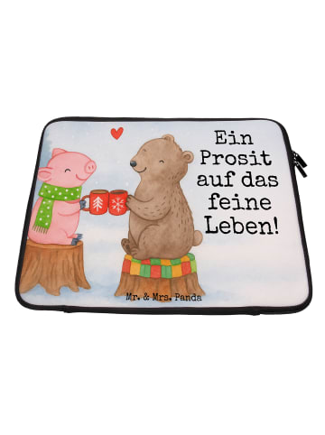 Mr. & Mrs. Panda Laptop Tasche Glühschwein Sause Design mit Spruch in Weiß