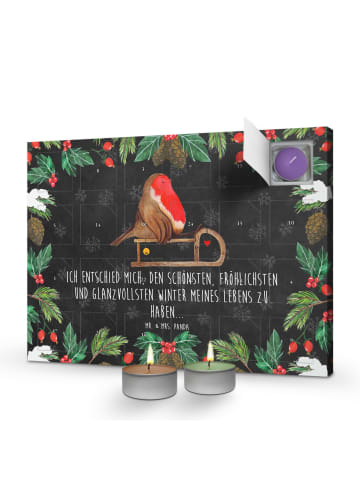 Mr. & Mrs. Panda Adventskalender Rotkehlchen Schlitten mit Spruch in Kreidetafel