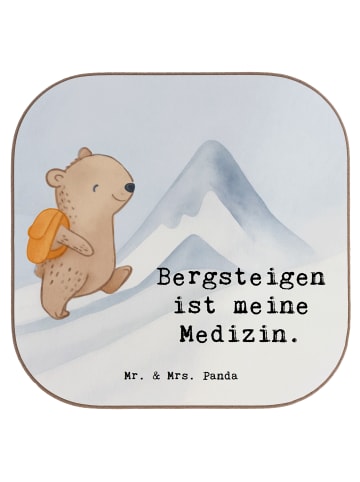 Mr. & Mrs. Panda Bierdeckel Bär Bergsteigen Design mit Spruch in Weiß