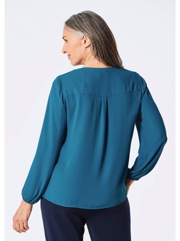 GOLDNER Bluse mit Tunika Ausschnitt in blau