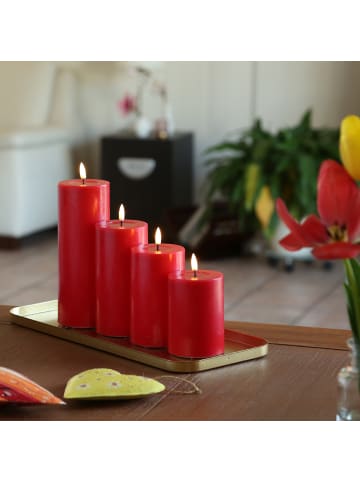 Deluxe Homeart 4er Set LED Kerzen MIA Echtwachs Deluxe 4 Größen mit Batterien Fernb in rot