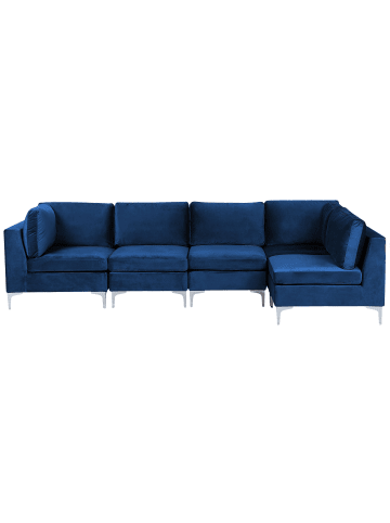Beliani Ecksofa EVJA in Blau - (W) 300 x (H) 84 x (L) 150 cm