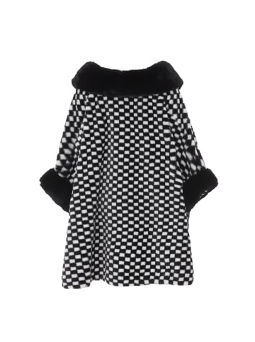 imala Damen Poncho in Wollweiss Schwarz