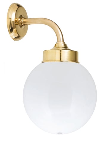 Licht-Erlebnisse Außen Wandlampe (B)20 x (H)35 cm in Messing Weiß