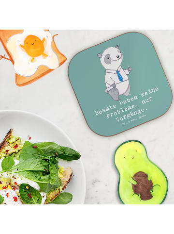 Mr. & Mrs. Panda Glasuntersetzer Beamter ohne Probleme mit Spruch in Meeresbrise