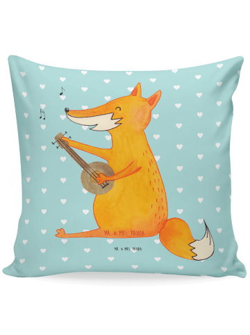 Mr. & Mrs. Panda Deko Kissen Fuchs Gitarre ohne Spruch in Türkis Pastell
