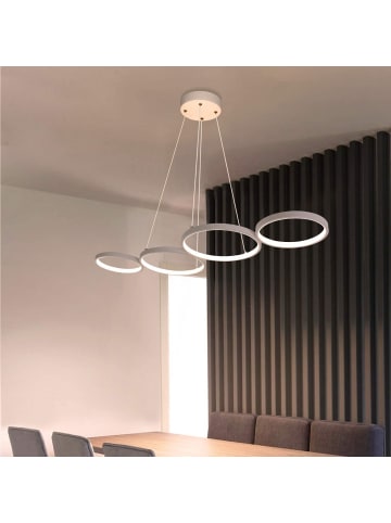 ZMH LED Pendelleuchte in Weiß 4-flammige Ring Dimmbar Esszimmerlampe