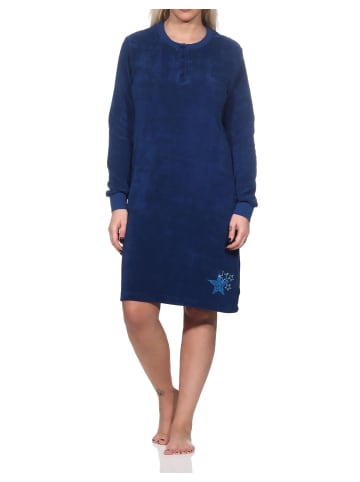 NORMANN Frottee Nachthemd langarm Bündchen Sterne - 82049 in marine