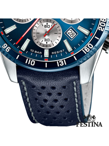 Festina Analog-Armbanduhr Festina Timeless Chronograph dunkelblau groß (ca. 45mm)