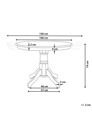 Beliani Esszimmertisch AKRON in Braun/Weiß - (W) 106 x (H) 74 x (L) 106 cm